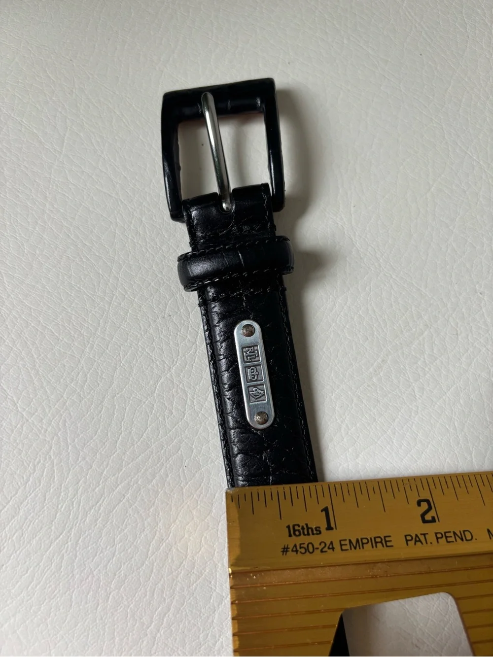 Ralph Lauren Black Croc-Embossed Leather Belt with Brown Interior size S